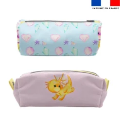 Kit trousse double compartiment motif dragon + 1 trousse assortie