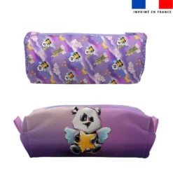Kit trousse double compartiment motif panda ange + 1 trousse assortie - Création Stillistic