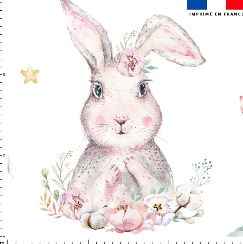 Lapine et papillon aquarelle - Fond blanc