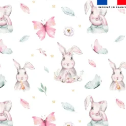 Lapine et papillon aquarelle - Fond blanc