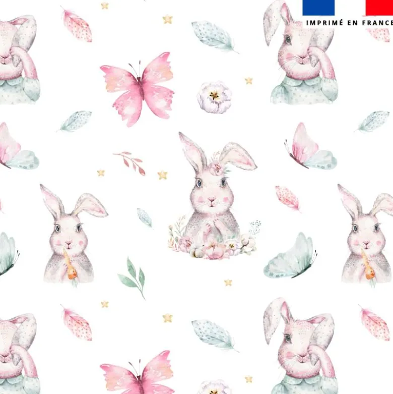 Lapine et papillon aquarelle - Fond blanc