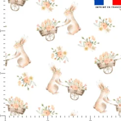 Lapin et fleur aquarelle - Fond blanc