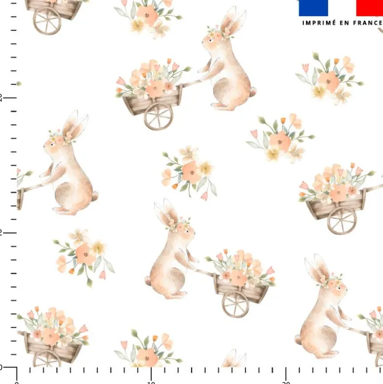Lapin et fleur aquarelle - Fond blanc
