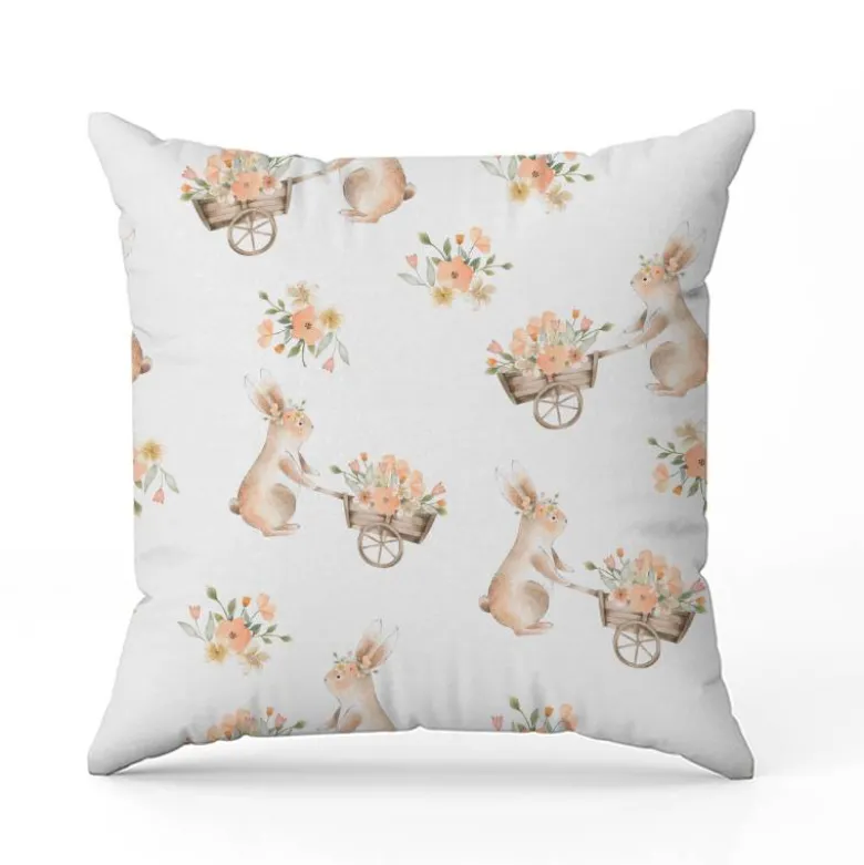 Lapin et fleur aquarelle - Fond blanc