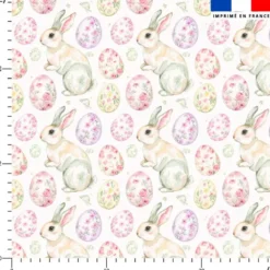 Lapin et oeufs de Pâques aquarelle - Fond blanc