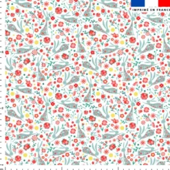 Lapin fleuri bleu - Fond blanc