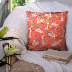 Lapin fleuri - Fond corail