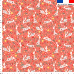 Lapin fleuri - Fond corail