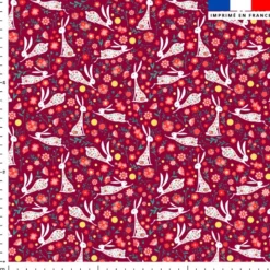 Lapin fleuri - Fond prune