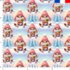 Lapin hiver glacé - Fond bleu et rose
