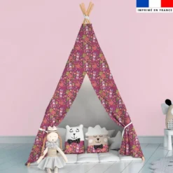 Lapin printanier - Fond framboise - Création Stillistic