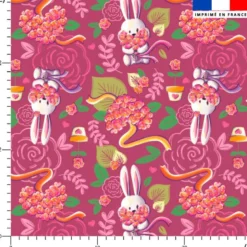 Lapin printanier - Fond framboise - Création Stillistic