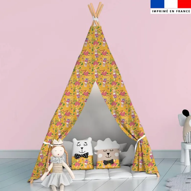 Lapin printanier - Fond jaune - Création Stillistic