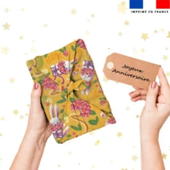 Lapin printanier - Fond jaune - Création Stillistic