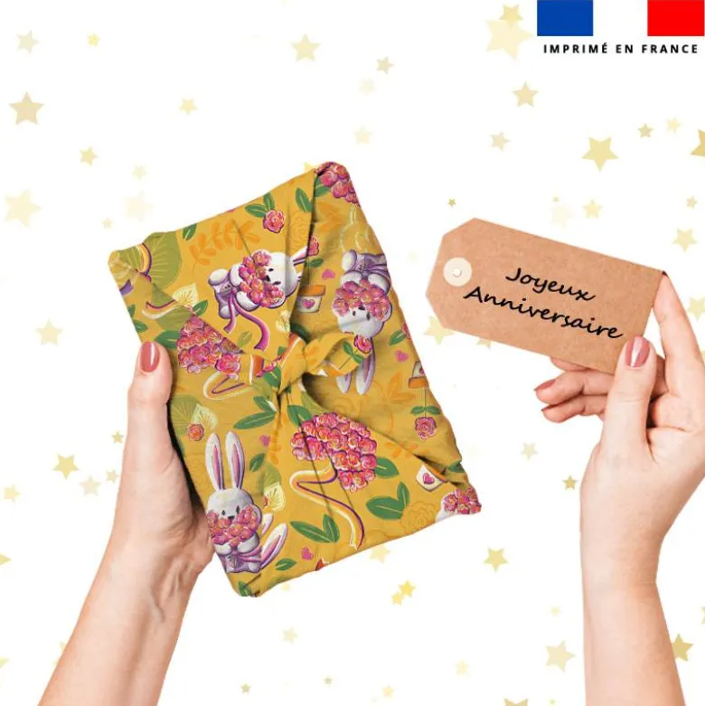 Lapin printanier - Fond jaune - Création Stillistic