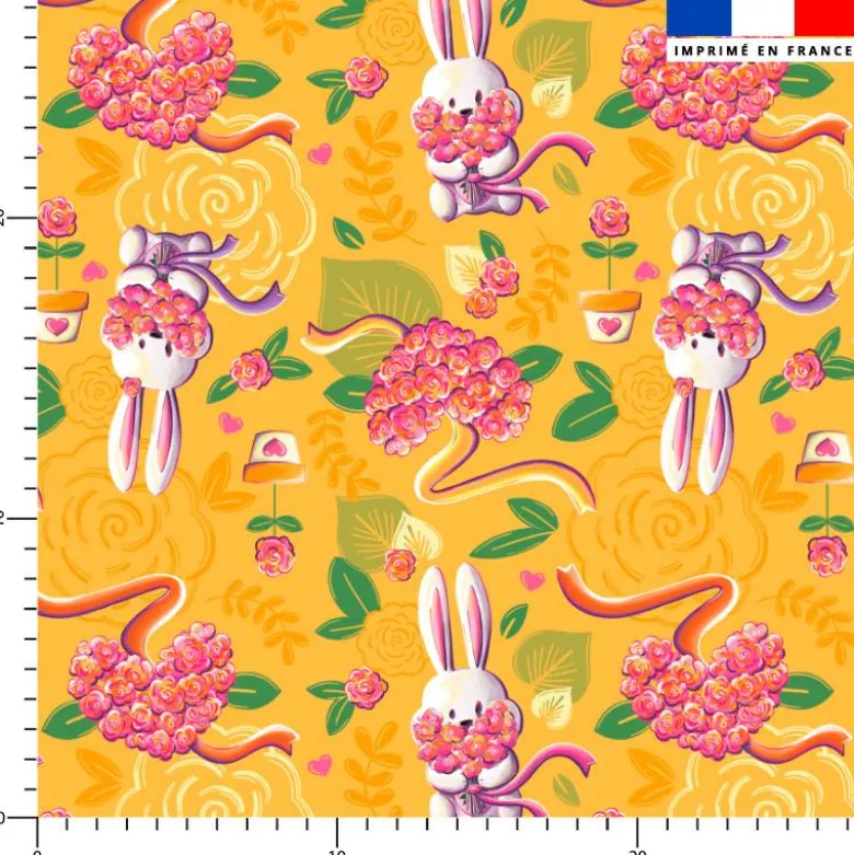 Lapin printanier - Fond jaune - Création Stillistic