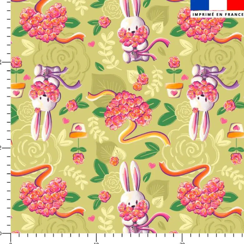 Lapin printanier - Fond vert clair - Création Stillistic