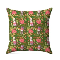 Lapin printanier - Fond vert kaki - Création Stillistic