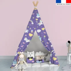 Licorne enchantée - Fond mauve