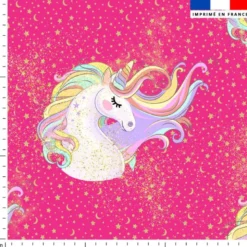 Licorne - Fond rose fuchsia