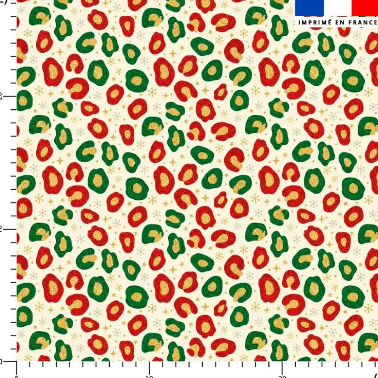 Léopard de Noël effet doré - Fond crème