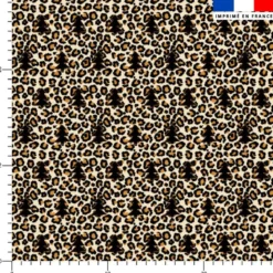 Léopard et sapin noir - Fond beige