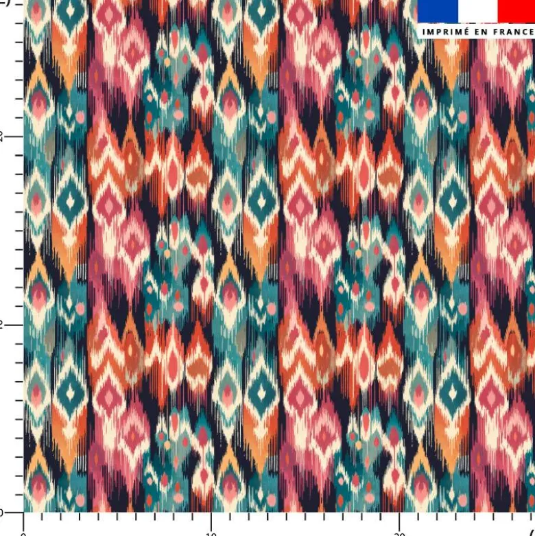 Losanges aztèques multicolores - Fond bleu nuit