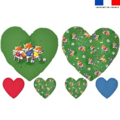 Lot 2 coupons pour coussin coeur motif renard foot - Création Stillistic