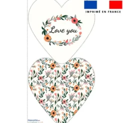 Lot 2 coupons pour coussin coeur motif love you