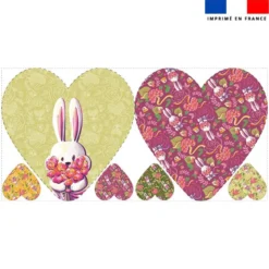 Lot 2 coupons pour coussin coeur motif lapin printanier - Création Stillistic