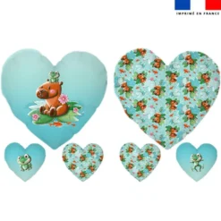 Lot 2 coupons pour coussin coeur motif capybara - Création Stillistic