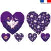 Lot 2 coupons pour coussin coeur motif chouette magicienne - Création Stillistic