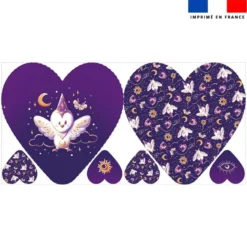 Lot 2 coupons pour coussin coeur motif chouette magicienne - Création Stillistic