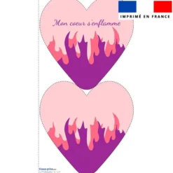Lot 2 coupons pour coussin coeur motif mon coeur s'enflamme