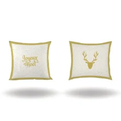 Lot 2 coupons velours ras blanc motif flocon doré