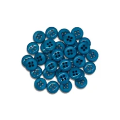 Lot de 36 boutons 11mm 4 trous bleu