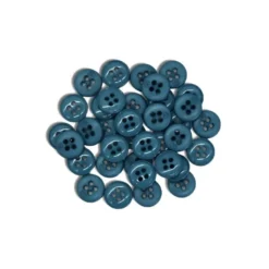 Lot de 36 boutons 11mm 4 trous bleu pétrole