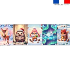 Lot de 5 coupons éponge pour serviettes de table pour enfant motif animaux de noël hiver glacé