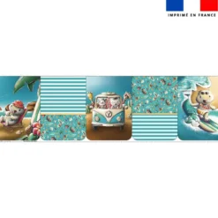 Lot de 5 coupons éponge pour serviettes de table pour enfant motif hippo en vacances - Création Stillistic