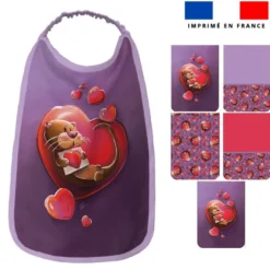 Lot de 5 coupons éponge pour serviettes de table pour enfant motif loutre et coeurs - Création Stillistic