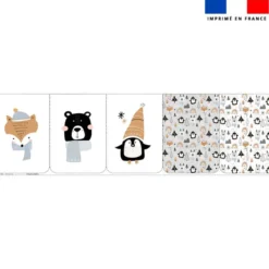 Lot de 5 coupons éponge pour serviettes de table pour enfant motif animaux hiver