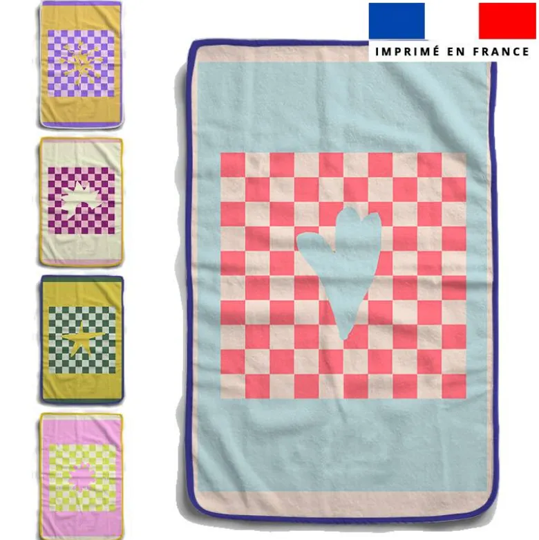 Lot de 5 essuie-mains en éponge motif positives vibes - Création Lili Bambou Design