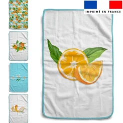 Lot de 5 essuie-mains en éponge motif oranges et fleurs d'oranger