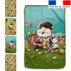 Lot de 5 essuie-mains en éponge motif mouton et oeufs de Pâques - Création Stillistic