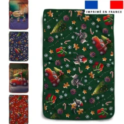 Lot de 5 essuie-mains en éponge motif souris de noel - Création Stillistic