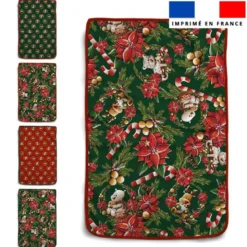 Lot de 5 essuie-mains en éponge motif animaux couronne et fleur de noel - Création Stillistic