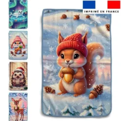 Lot de 5 essuie-mains en éponge motif animaux de noël hiver glacé