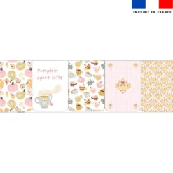 Lot de 5 essuie-mains en éponge motif douceurs d'automne pastel