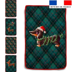 Lot de 5 essuie-mains en éponge motif Teckels de Noël - Création Stillistic