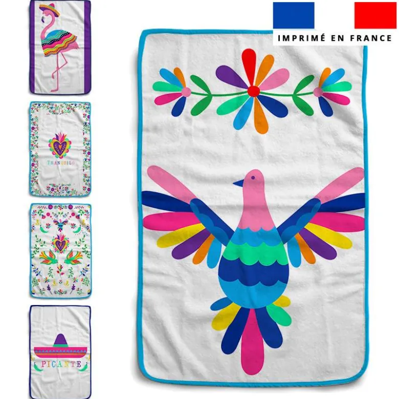 Lot de 5 essuie-mains en éponge motif mexico
